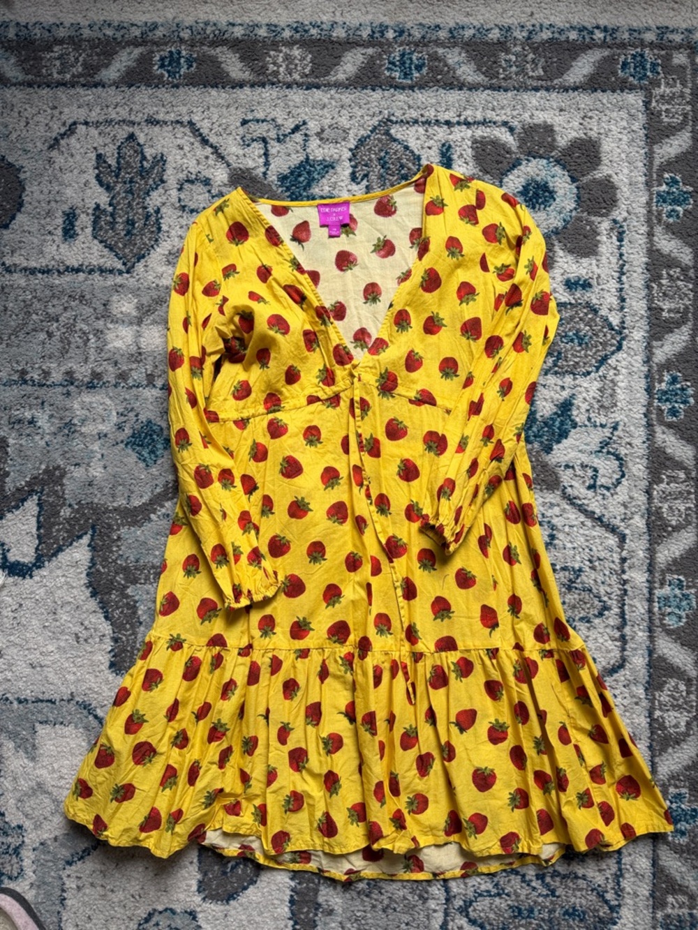 Yellow Strawberry-Print Women's Swim Coverup Tunic x Edie Parker